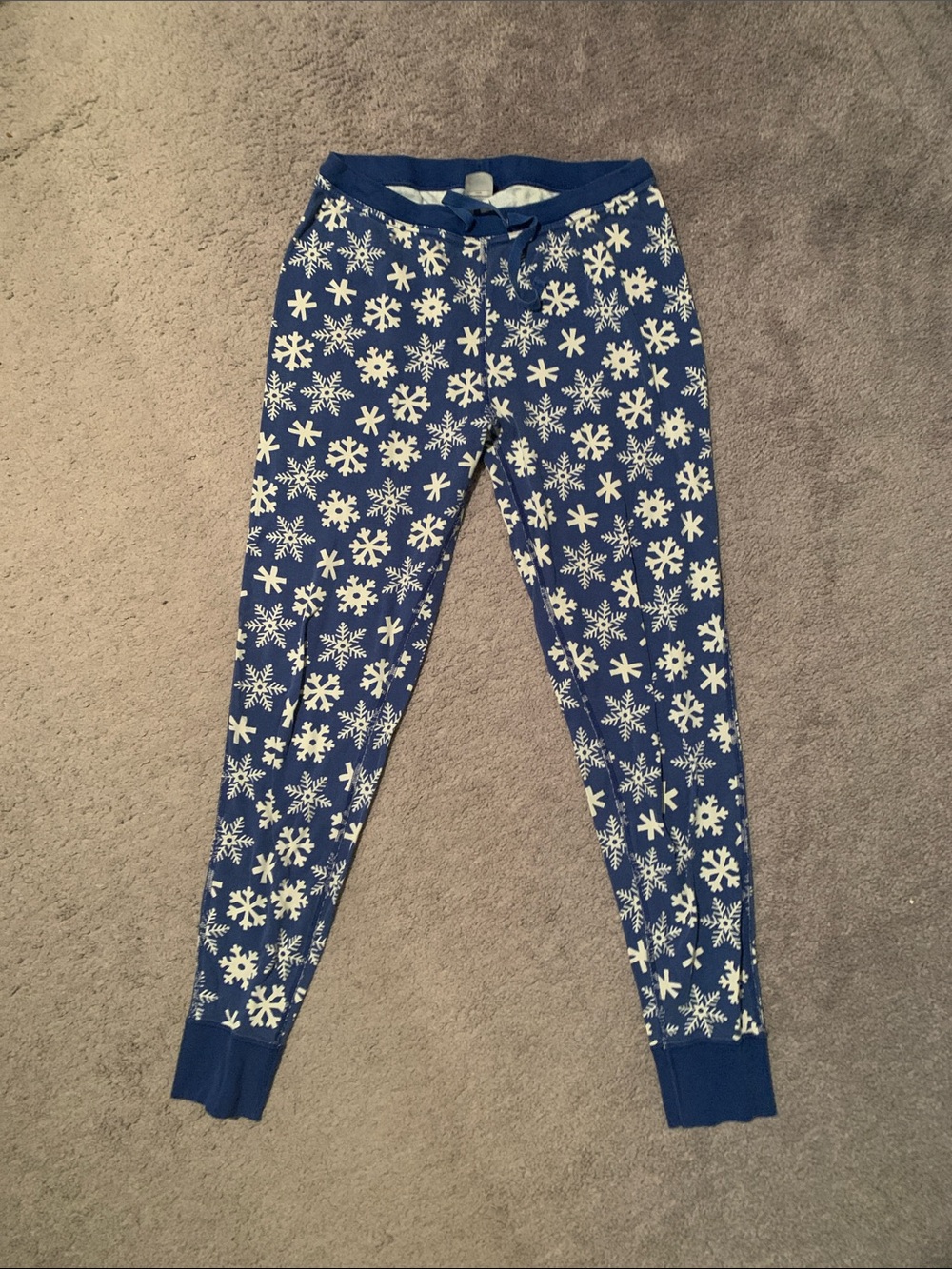 EUC Hanna Andersson Royal Blue Snowflake Jogger Pajama Pants